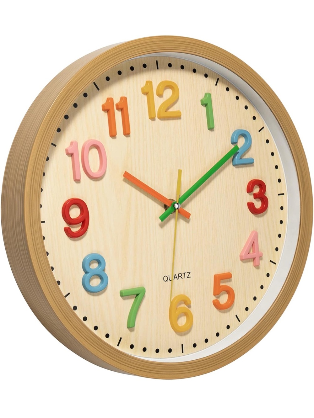 Foxtop 12" Silent Kids Wall Clock Colorful 3D Numbers Playroom Classroom NEW⁠ - Picture 10 of 16